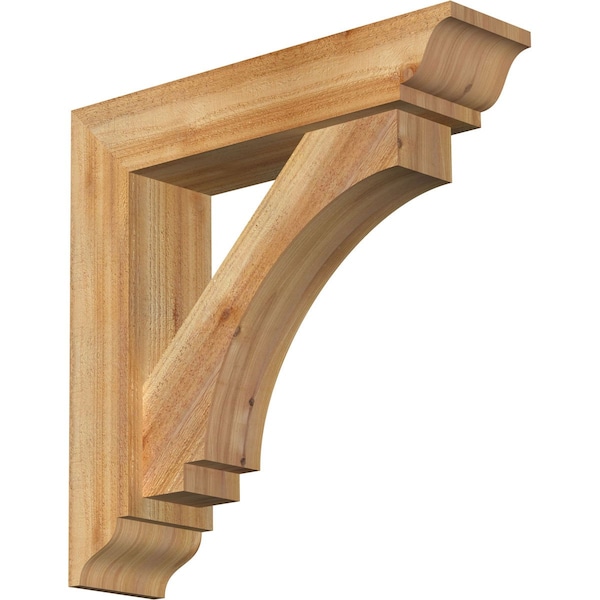 Ekena Millwork Imperial Traditional Rough Sawn Bracket w/ Offset Brace, Western Red Cedar, 6"W x 24"D x 24"H BKT0604X24X24IMP01RWR - main